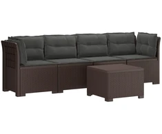4 vietų sodo sofa su pagalvėmis pintinės išvaizdos PP Ruda