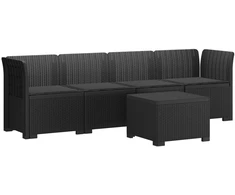 4 vietų sodo sofa su pagalvėmis pintinės išvaizdos PP Antracito