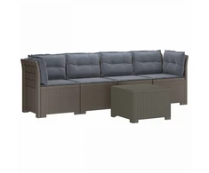 4 vietų sodo sofa su pagalvėmis pintinės išvaizdos PP
