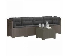 4 vietų sodo sofa su pagalvėmis pintinės išvaizdos PP