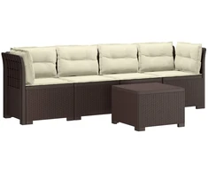 4 vietų sodo sofa su pagalvėmis pintinės išvaizdos PP Ruda