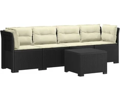 4 vietų sodo sofa su pagalvėmis pintinės išvaizdos PP Antracito