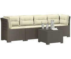 4 vietų sodo sofa su pagalvėmis pintinės išvaizdos PP