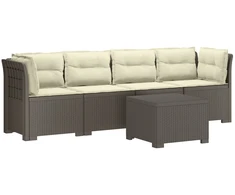 4 vietų sodo sofa su pagalvėmis pintinės išvaizdos PP