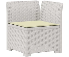 4 vietų sodo sofa su pagalvėmis pintinės išvaizdos PP Balta