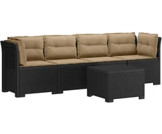 4 vietų sodo sofa su pagalvėmis pintinės išvaizdos PP Antracito