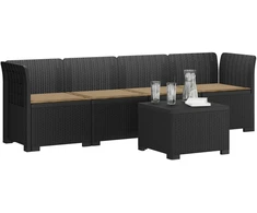 4 vietų sodo sofa su pagalvėmis pintinės išvaizdos PP Antracito