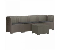 4 vietų sodo sofa su pagalvėmis pintinės išvaizdos PP