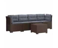 4 vietų sodo sofa su pagalvėmis pintinės išvaizdos PP Ruda