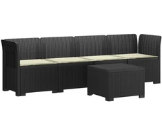 4 vietų sodo sofa su pagalvėmis pintinės išvaizdos PP Antracito