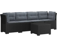 4 vietų sodo sofa su pagalvėmis pintinės išvaizdos PP Antracito