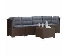 4 vietų sodo sofa su pagalvėmis pintinės išvaizdos PP Ruda