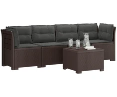 4 vietų sodo sofa su pagalvėmis pintinės išvaizdos PP Ruda
