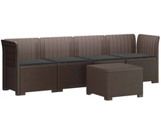 4 vietų sodo sofa su pagalvėmis pintinės išvaizdos PP Ruda