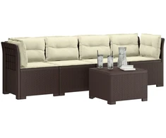 4 vietų sodo sofa su pagalvėmis pintinės išvaizdos PP Ruda
