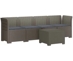 4 vietų sodo sofa su pagalvėmis pintinės išvaizdos PP