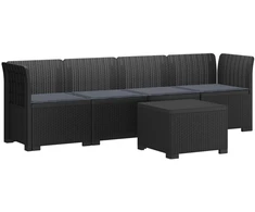 4 vietų sodo sofa su pagalvėmis pintinės išvaizdos PP Antracito