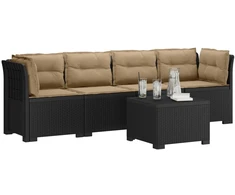 4 vietų sodo sofa su pagalvėmis pintinės išvaizdos PP Antracito