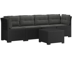 4 vietų sodo sofa su pagalvėmis pintinės išvaizdos PP Antracito