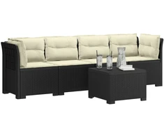4 vietų sodo sofa su pagalvėmis pintinės išvaizdos PP Antracito