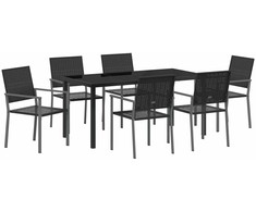 Lauko baldų komplektas Sodo valgomojo komplektas 7 pcs Juoda PE ratanas