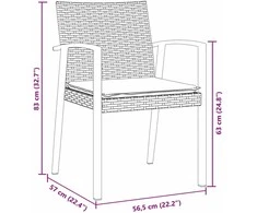 Lauko baldų komplektas Sodo valgomojo komplektas 7 pcs Ruda ir juoda PE ratanas