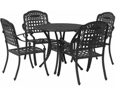 Lauko baldų komplektas Sodo valgomojo komplektas 5 pcs Juoda Aliuminis