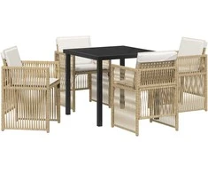 Lauko baldų komplektas Sodo valgomojo komplektas 5 pcs Smėlio
