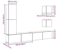 TV staliukas 5 dalių sieninis televizoriaus spintelės komplektas Artisan Oak