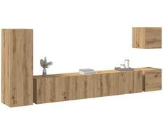 TV staliukas 5 dalių sieninis televizoriaus spintelės komplektas Artisan Oak