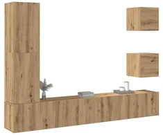 TV staliukas 5 dalių sieninis televizoriaus spintelės komplektas Artisan Oak