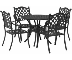 Lauko baldų komplektas Sodo valgomojo komplektas 5 pcs Juoda Aliuminis