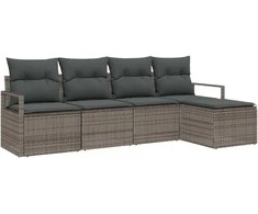Lauko baldų komplektas Sofos komplektas 5 pcs Pilka poliratanas