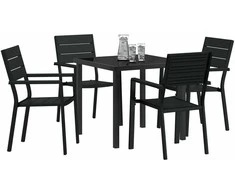 Lauko baldų komplektas Sodo valgomojo komplektas 5 pcs Juoda