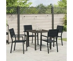 Lauko baldų komplektas Sodo valgomojo komplektas 5 pcs Juoda