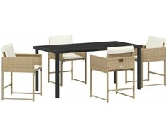 Lauko baldų komplektas Sodo valgomojo komplektas su pagalve 5 pcs Smėlio poliratanas