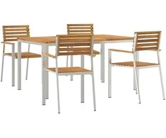 Lauko baldų komplektas Sodo valgomojo komplektas 5 pcs Ruda Kietos akacijos mediena
