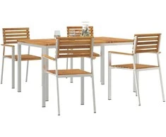Lauko baldų komplektas Sodo valgomojo komplektas 5 pcs Ruda Kietos akacijos mediena