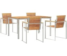 Lauko baldų komplektas Sodo valgomojo komplektas 5 pcs Ruda Kieto teka medžio