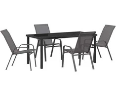 Lauko baldų komplektas Sodo valgomojo komplektas 5 pcs Pilka ir juoda