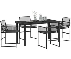 Lauko baldų komplektas Sodo valgomojo komplektas 5 pcs Juoda poliratanas