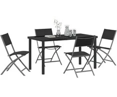 Lauko baldų komplektas Sodo valgomojo komplektas 5 pcs Juoda