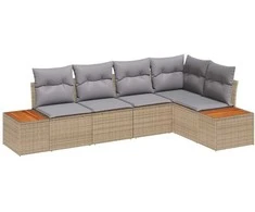 Sodo Sofų Rinkinys 5 pcs smėlio ir šviesiai pilkos spalvos