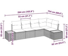 Sodo Sofų Rinkinys 5 pcs smėlio ir šviesiai pilkos spalvos