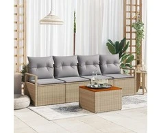 Lauko baldų komplektas Sodo Sofų Rinkinys su pagalve 5 pcs Smėlio poliratanas