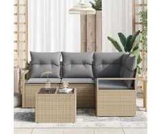 Lauko baldų komplektas Sofos komplektas 5 pcs Smėlio poliratanas
