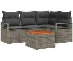 Lauko baldų komplektas Sodo Sofų Rinkinys su saugykla 5 pcs Pilka poliratanas