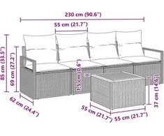 Sodo Sofų Rinkinys 5 vnt. Smėlio poliratanas