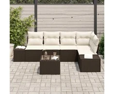 Lauko baldų komplektas Sodo Sofų Rinkinys 6 pcs Ruda poliratanas
