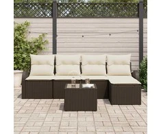 Lauko baldų komplektas Sodo Sofų Rinkinys su pagalve 6 pcs Ruda Poli ratanas